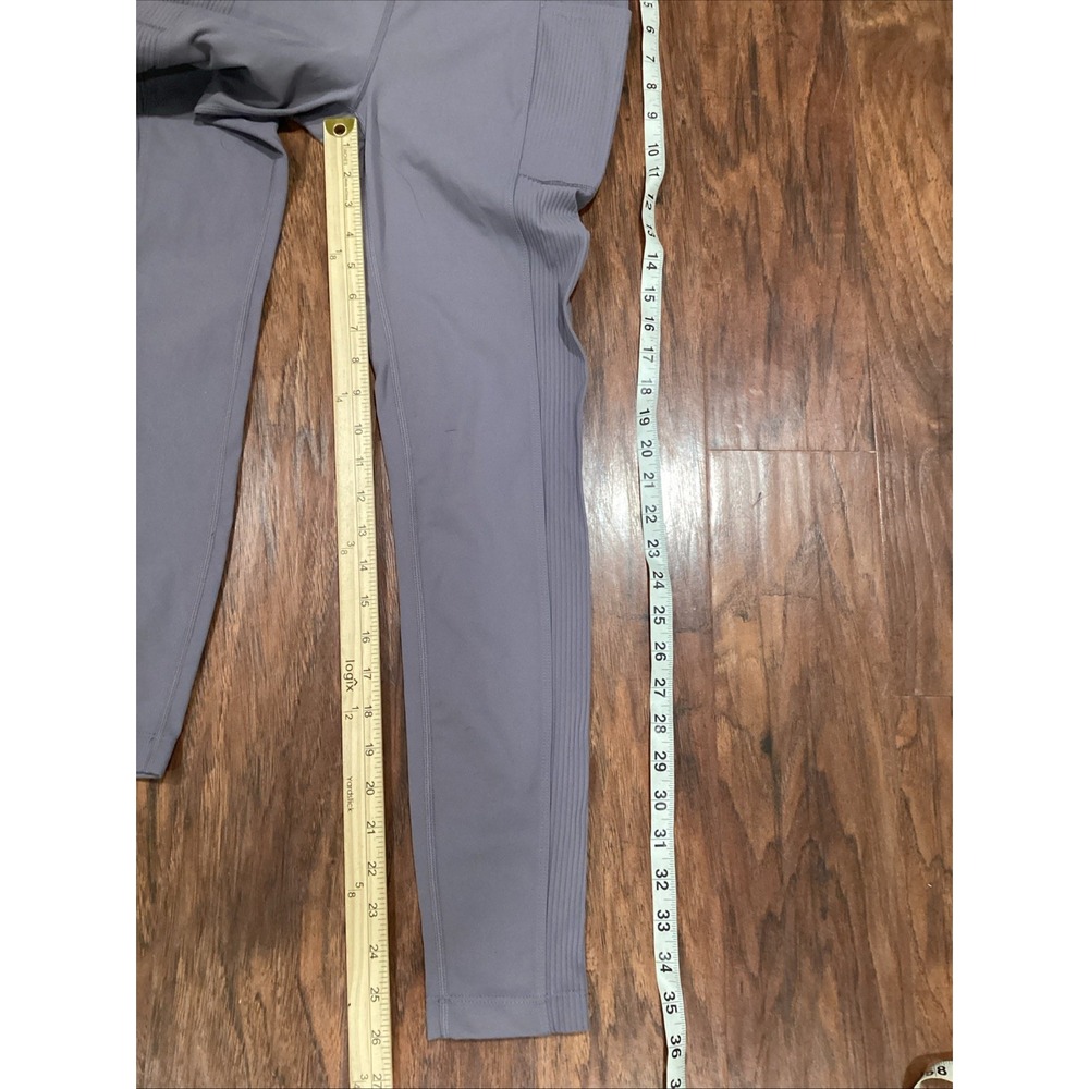 Mondetta Women's Ribbed High Rise Pants Straight Leg in Light  Lilac Size S - Picture 3 of 4